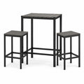 Bartisch-Set aus Metall und Akazienholz, grau
