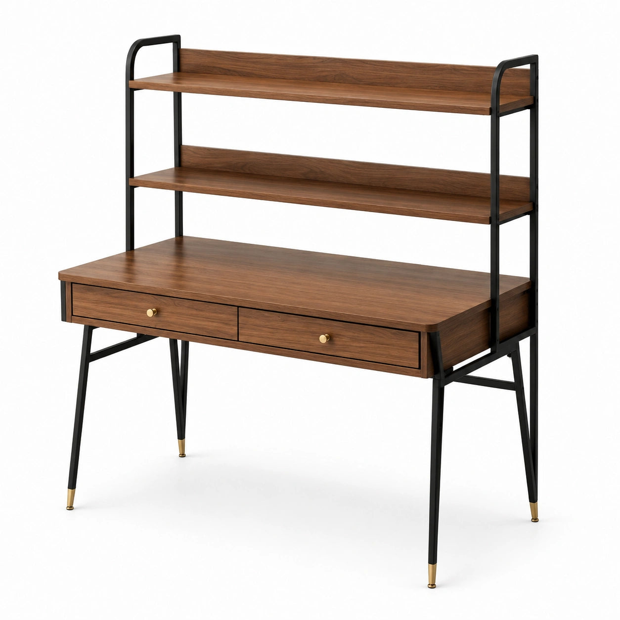 Schreibtisch aus Holzwerkstoff mit Metallbeinen und Regalen 120x60x150 cm