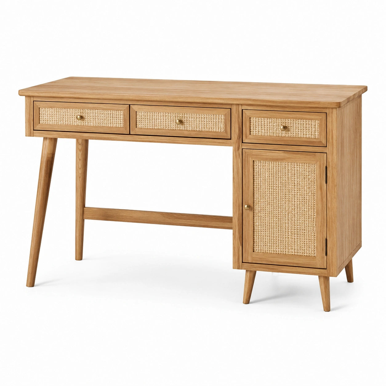 Schreibtisch aus Eichenholz und Rattan, 120 cm