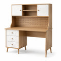 Schreibtisch mit Aufsatz MDF Eichenfurnier Naturfarben Weiß 120x60x150cm