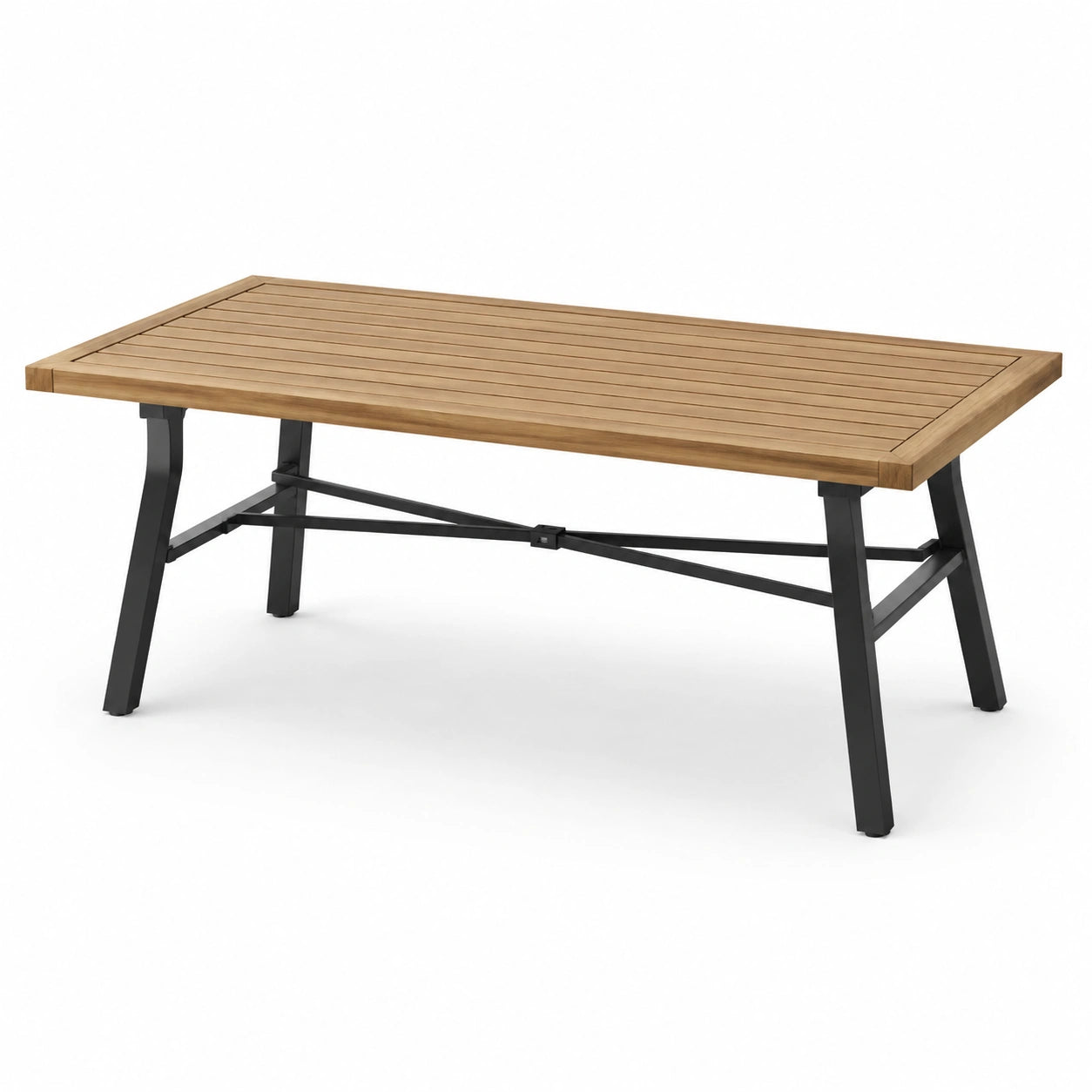 Stół ogrodowy z drewna teak i metalu, 150x90x75 cm