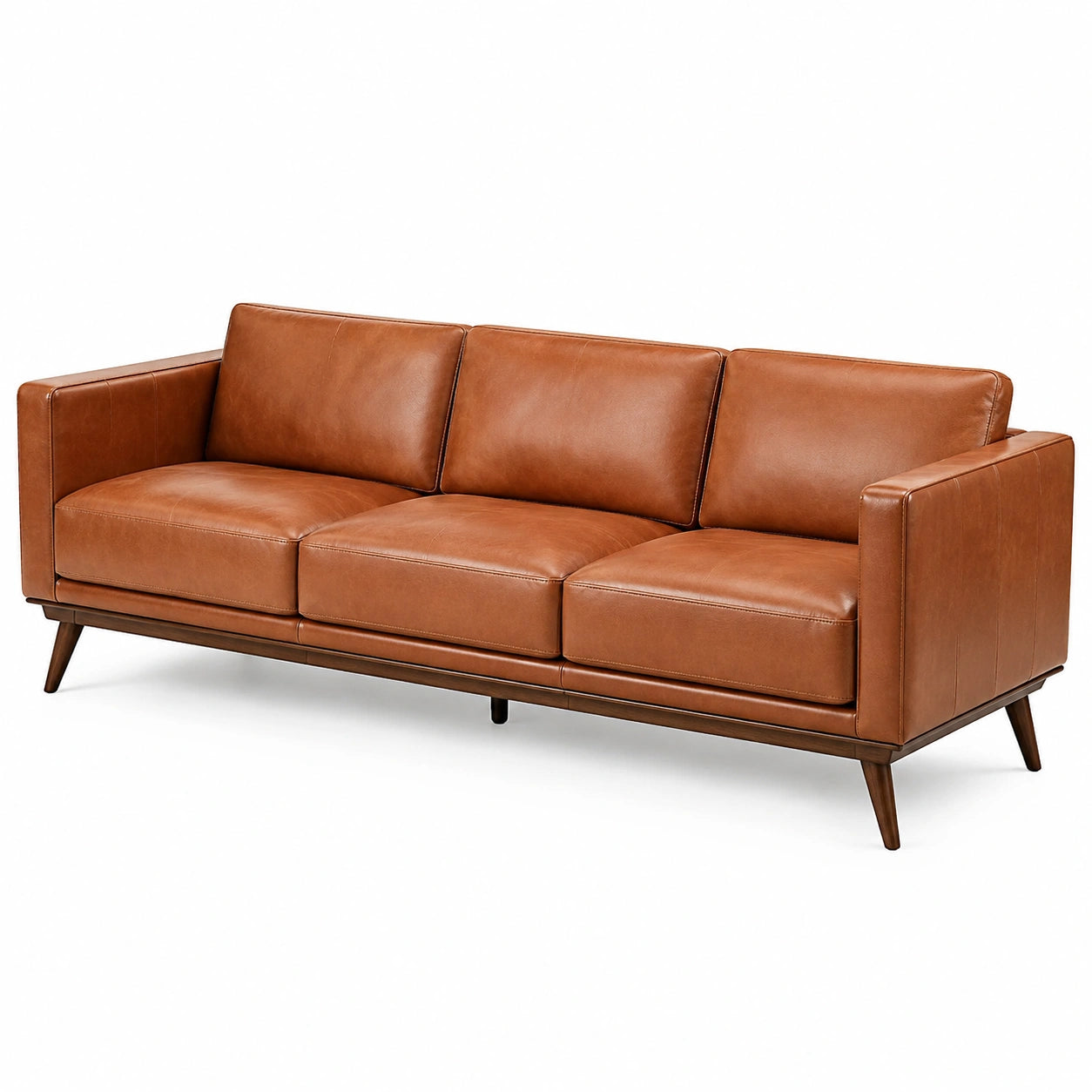 3-Sitzer Sofa Leder Braun Hartholz