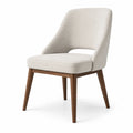 Esszimmerstuhl aus Stoff mit Walnuss-Holzrahmen Beige
