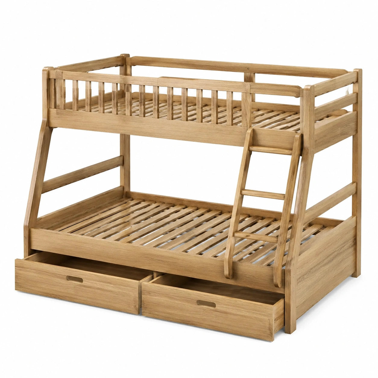 Etagenbett Massivholz mit Schubladen 200x140/200x90 cm