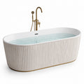 Freistehende Badewanne Oval Acryl Weiß 170x80 cm Textiloptik