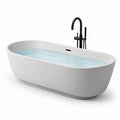 Freistehende Badewanne Oval Mineralguss Grau 170x80x55 cm
