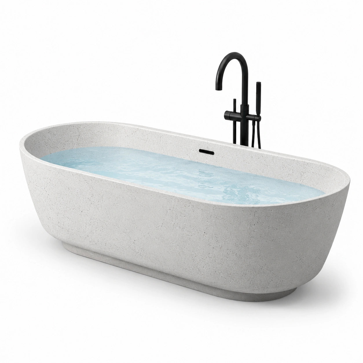 Freistehende Badewanne Oval Mineralguss Grau 170x80x55 cm