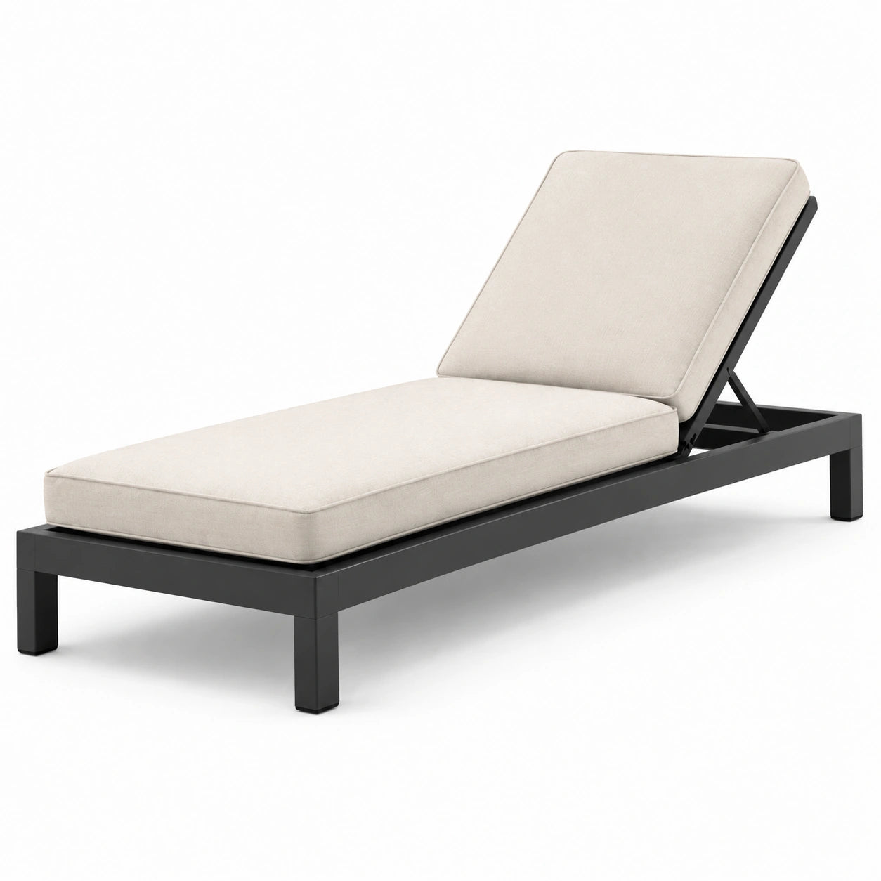 Leżak metalowy z regulowanym oparciem beżowy 200x70x30 cm
