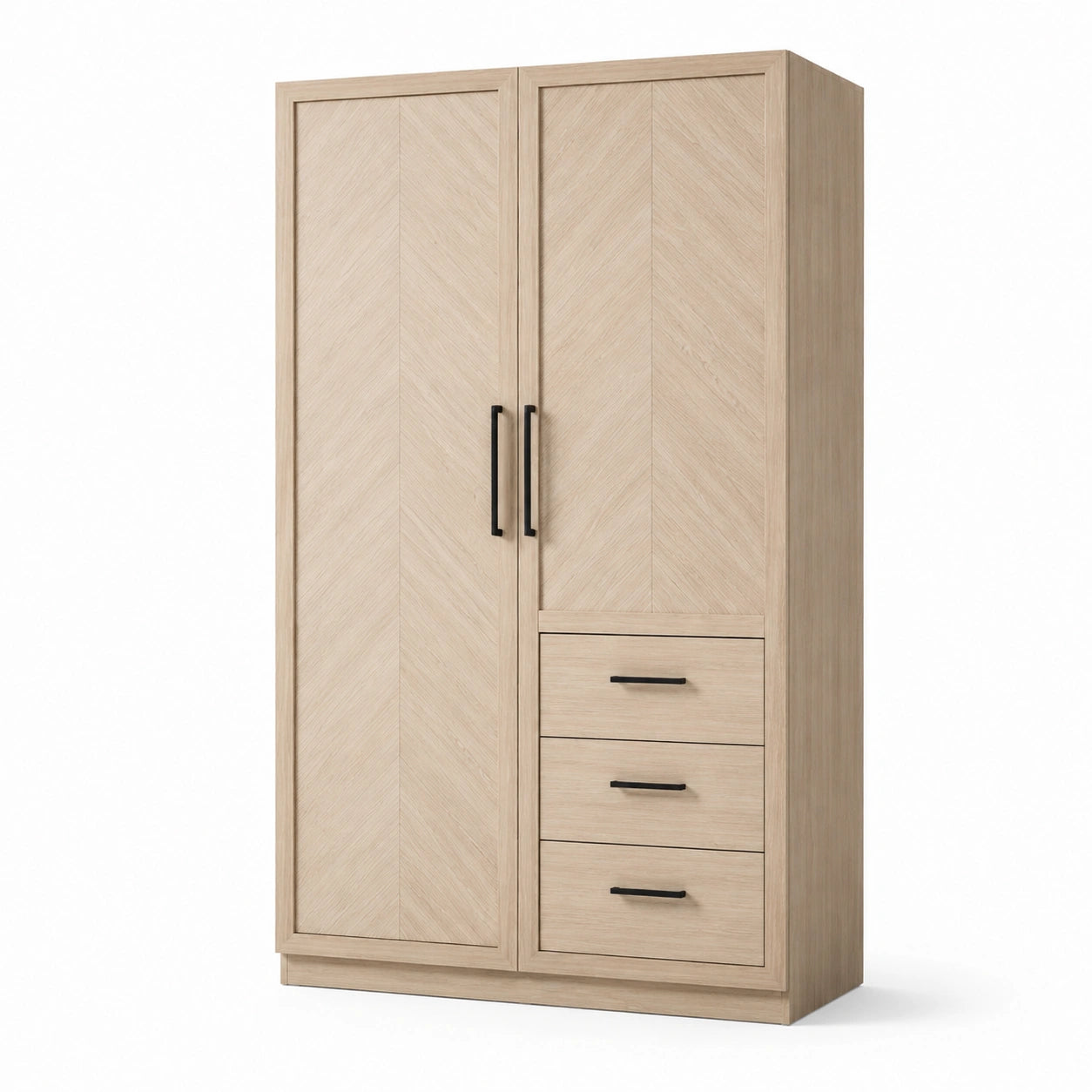 Kleiderschrank aus Holz mit 2 Türen und 3 Schubladen