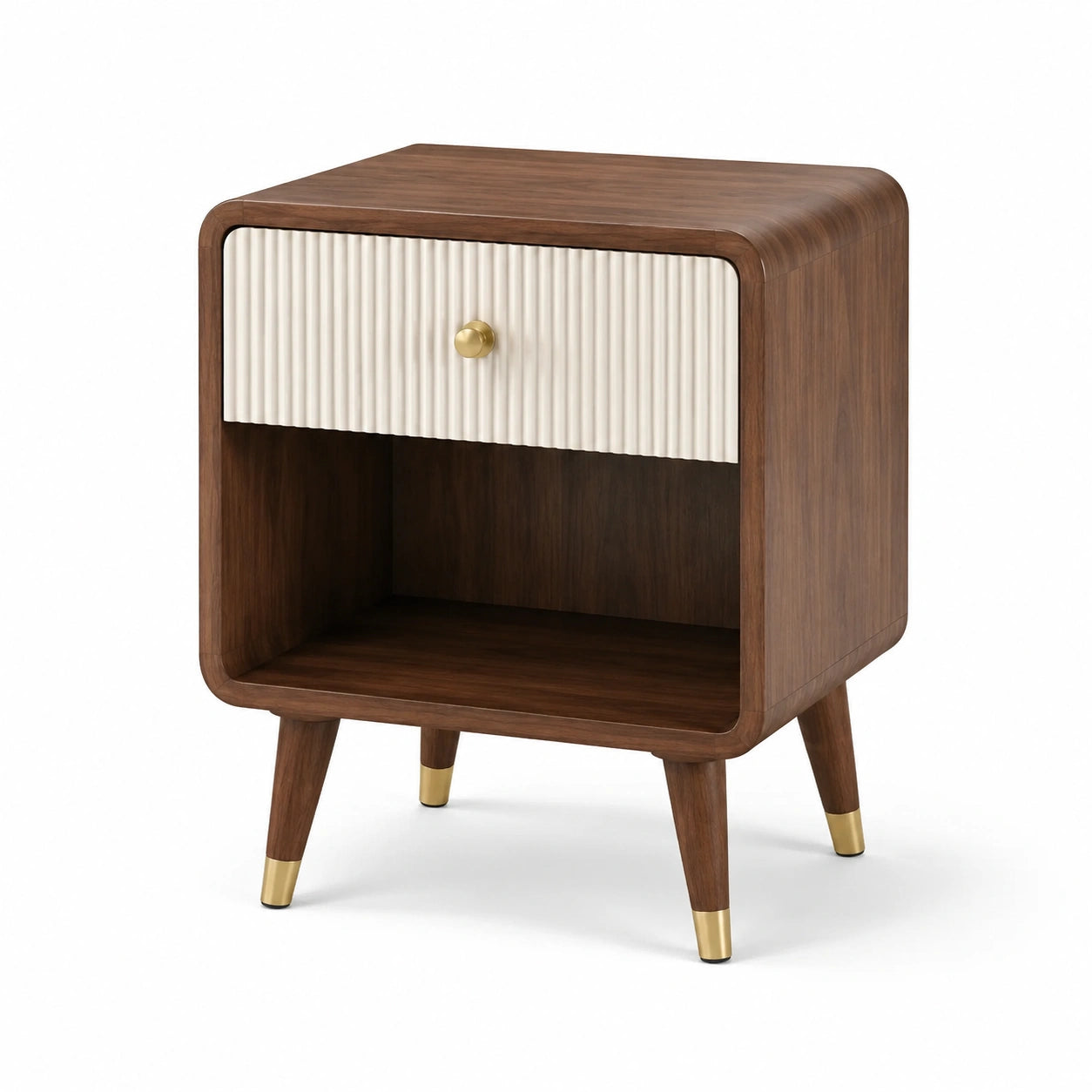 Nachttisch Holz braun/weiß mit Schublade