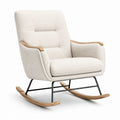 Schaukelstuhl beige Bouclé mit Holz- und Metallrahmen